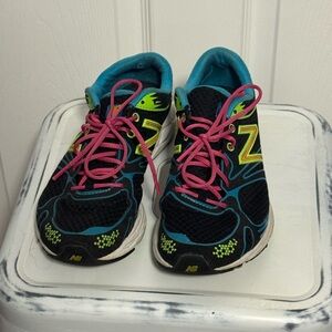 New Balance RC1400 Black and Blue Sneakers with Pink Laces